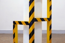 C-type photograph and Sculpture. Painted pinewood & Reflective tape. 2022.