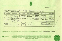 #00012. David Michael Clarke & Charmian Elaine Sabistan. 13 September 1913. Richmond Upon Thames, London.