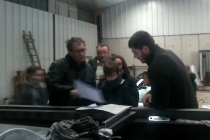 Visite de l'atelier Métal RJ. Dans le cadre d'une résidence artistique organisé par le Frac Normandie Caen au Collège Sainte Thérèse à Saint-Pierre-en-Auge. 2017.