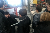 Visite de l'atelier Métal RJ. Dans le cadre d'une résidence artistique organisé par le Frac Normandie Caen au Collège Sainte Thérèse à Saint-Pierre-en-Auge. 2017.