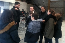 Visite de l'atelier Métal RJ. Dans le cadre d'une résidence artistique organisé par le Frac Normandie Caen au Collège Sainte Thérèse à Saint-Pierre-en-Auge. 2017.