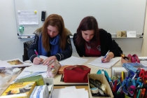 Préparations pour l'exposition, Placard-Placard. Dans le cadre d'une résidence artistique organisé par le Frac Normandie Caen au Collège Sainte Thérèse à Saint-Pierre-en-Auge. 2017.