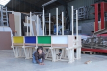 La construction de l'unité d'Habitation pour 24 Lapins aux ateliers d’Itinéraires Bis. Saint-Brieuc. 2014.