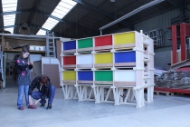 La construction de l'unité d'Habitation pour 24 Lapins aux ateliers d’Itinéraires Bis. Saint-Brieuc. 2014.