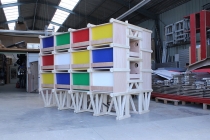La construction de l'unité d'Habitation pour 24 Lapins aux ateliers d’Itinéraires Bis. Saint-Brieuc. 2014.