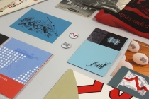 Vitrine: Thierry Weyd & Editions Cactus (detail). Exhibition: Vide Poches. Médiathèque de Château-Gontier. 2015. Photo: David Michael Clarke.