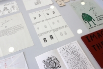 Vitrine: David Shrigley. Exhibition: Vide Poches. Médiathèque de Château-Gontier. 2015. Photo: David Michael Clarke.